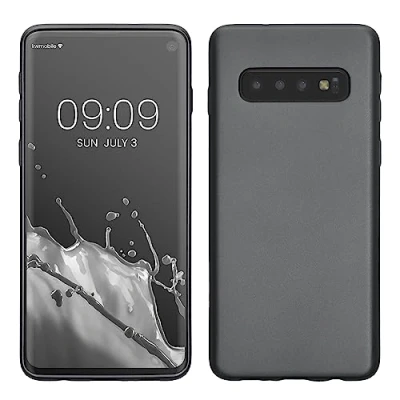 Abbildung von kwmobile Case kompatibel mit Samsung Galaxy S10 Hülle Schutzhülle aus Silikon metallisch schimmernd Handyhülle Metallic Grau