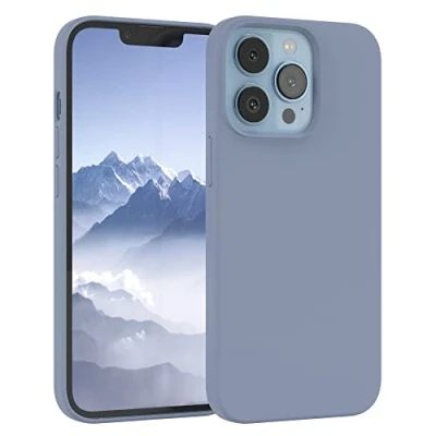 Abbildung von EAZY CASE Premium Silikon Handyhülle kompatibel mit iPhone 13 Pro, Slimcover Kameraschutz und Innenfutter, Silikonhülle, Schutzhülle, Bumper, Handy Case, Hülle, Softcase, Stahl Blau