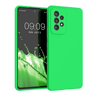 Abbildung von kwmobile Hülle kompatibel mit Samsung Galaxy A53 5G Silikon Handy Case Handyhülle weiche Oberfläche kabelloses Laden Neon Grün