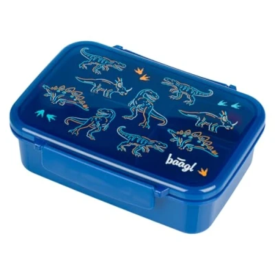 Abbildung von Baagl Brotdose Kinder für Schule Snackdose mit Fächern Lunchbox Mädchen,Jungen, Kindergarten Brotdosen Trennfächern Jausenbox, Brotzeitbox, Brotbox, Snackbox (Dino)