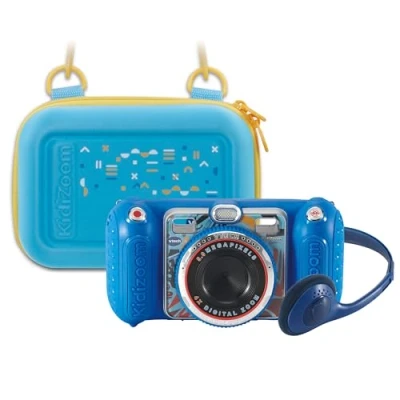 Abbildung von VTech KidiZoom Duo Pro Bundle mit kostenloser Tasche nur für Kurze Zeit Kinderkamera 2 Kameras, Foto und Videofunktion, Spielen, Musikplayer vielem mehr, Blue