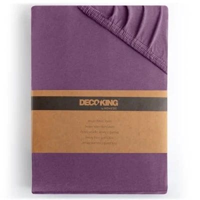 Abbildung von DecoKing Spannbettlaken 80x200 90x200 cm 100% gekämmte Baumwolle Pflaume Violett Spannbetttücher Jersey Boxspringbett Amber 80 x 200 90