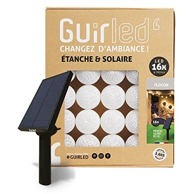 Abbildung von GuirLED Außengirlande mit Lichtkugeln LED Guinguette Wasserdicht IP65 Hocheffizientes Solarpanel Automatisches EIN/AUS 16 Kugeln 3 m Flokon