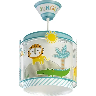 Abbildung von Dalber kinderlampe Pendelleuchte Hängelampe My Little Jungle Dschungel Tiere Löwen Elefanten Giraffen Krokodil, Bunt