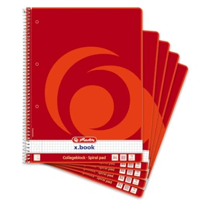 Abbildung von Herlitz 10834117 Collegeblock A4, 80 Blatt kariert mit Rand links, 70 g/m², 5 Stück