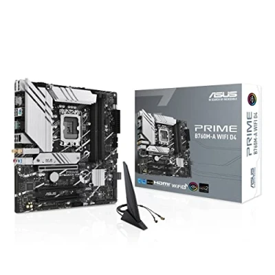 Abbildung von ASUS PRIME B760M A WiFi D4 Gaming Mainboard Sockel Intel LGA 1700 (Intel B760, mATX, DDR4 Speicher, PCIe 4.0, 2x M.2, 6, Aura Sync)