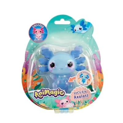Abbildung von Animagic Let’s Glo Axolotl Blau, Elektronisches &amp; Leuchtendes Haustier Kinder ab 4 Jahren, Sensorisches Spiel Taktile Erfahrung, Dehnbarer Körper, Kuscheltier DASS Schwimmt Leuchtet im Wasser