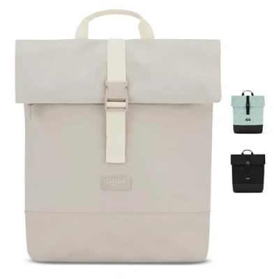 Abbildung von LARKSON Rucksack Damen &amp; Herren Beige Tammo Rolltop Daypack für Arbeit Uni Fahrrad Backpack mit 16 Zoll Laptop Fach Rückenpolsterung Wasserabweisend