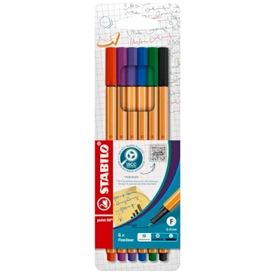 Abbildung von Fineliner STABILO point 88 6er Pack mit 6 verschiedenen Farben