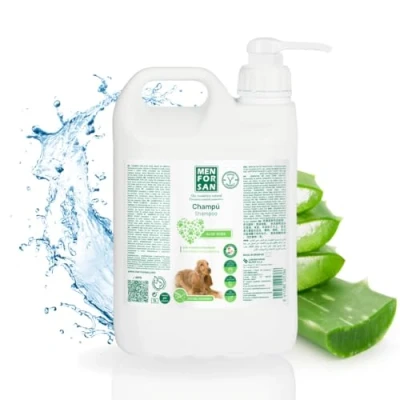 Abbildung von Menforsan Aloe Vera Shampoo für Hunde Spendet intensiv Feuchtigkeit Anti Irritations und Ekzem Wirkung 100% natürlich Krautig 5L