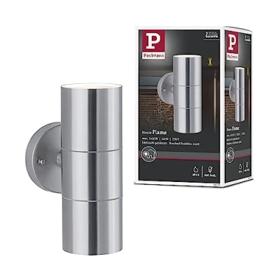 Abbildung von Paulmann 94331 Außenleuchte Wandleuchte Flame IP44 max. 2x10 Watt Außenwandleuchten Edelstahl gebürstet Gartenbeleuchtung GU10