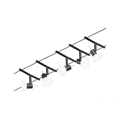 Abbildung von Paulmann 94450 CorDuo Seilsytem Set Sheela DC max. 5x10 Watt erweiterbar Schwarz matt Drahtseil Kunststoff GU5,3 Drahtseilsystem ohne Leuchtmittel