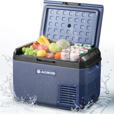Abbildung von AAOBOSI Kompressor Kühlbox 25L, Tragbare Elektrische 12V/230V, IPX4 Wasserdicht, 20C bis Ideal für Auto, LKW, Boot, Camping, Reisen, Fischen, Garten &amp; Outdoor Aktivitäten
