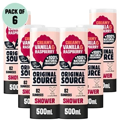 Abbildung von Original Source Vanille &amp; Himbeere Duschgel, 100% Natürlicher Duft, Vegan Parabenfrei, Vorteilspack 6 x 500 ml