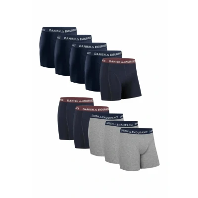 Abbildung von DANISH ENDURANCE 10er Pack Boxershorts Herren, Weiche Baumwolle, Unterhosen Männer Stretch, Ohne Zettel, Mehrfarbig (4xmarine, 3xmarineblau/Bordeaux, 3xgrau/Marineblau), XL