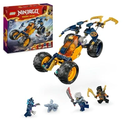 Abbildung von Lego NINJAGO Arins Ninja Geländebuggy, Spielzeug mit Auto, Drache und 4 Mini Figuren, Abenteuer Set Buggy Modell für Kinder, Geburtstagsgeschenk Jungen Mädchen ab 7 Jahren 71811