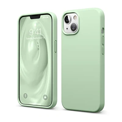 Abbildung von elago Liquid Silicone Case Kompatibel mit iPhone 13 Hülle (6,1&quot;), Hochwertiges Silikon, Rundumschutz Handyhülle : 3 Layer Struktur Schutzhülle, Kratzfestes Weiches Mikrofaserfutter (Pastellgrün)