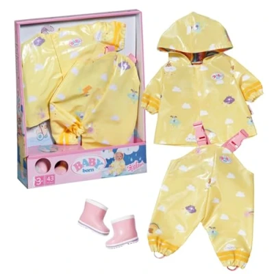Abbildung von BABY born Deluxe Regen Oufit mit Regenmantel, Regenhose und Gummistiefeln für 43 cm Puppen, 836460 Zapf Creation