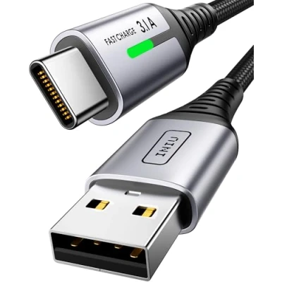 Abbildung von INIU USB C Kabel 2m, Typ 3,1A Handy Ladekabel auf Schnellladekabel, Nylon Aufladekabel Lang für iPhone 16 15 Pro Samsung Galaxy S21 S20 S10 Note 10 Google Pixel 7 6 Xiaomi usw.
