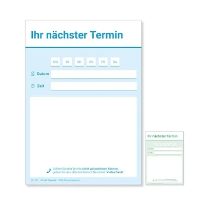 Abbildung von Frank Paperman® 600 Terminzettel Praxis 12 x Terminblock à 50 Blatt blau 1 Ausfüllzeile pro Zettel für Ärzte, Heilpraktiker, Physio, Massage, Studios u.v.m.