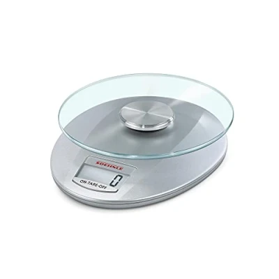 Abbildung von Soehnle Küchenwaage Roma mit 5 kg Tragkraft und 1 g Wiegepräzision, digital praktischer Zuwiegefunktion (TARA),Waage für die Küche LCD Anzeige Abschaltautomatik, silber