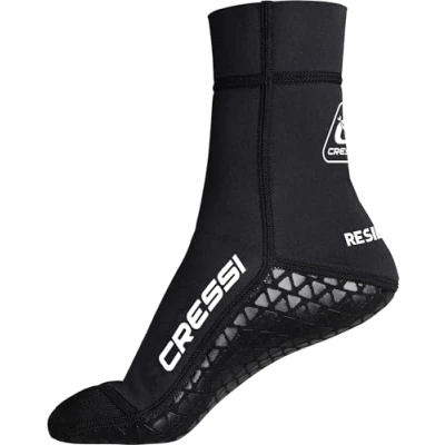 Abbildung von CRESSI Resilient Pro Neoprene Socks 3mm M Neopren Füßlinge, Schwarz, Doppelbeschichtung, mit Rutschfestes Gummisohle, Tauchen, Apnoe, Schnorcheln und andere Wassersportarten,