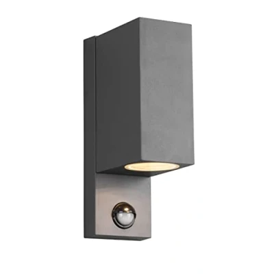 Abbildung von Trio Leuchten Außen Wandleuchte Roya 214269242, Aluminium Druckguss Anthrazit, exkl. 2x GU10, Bewegungssensor