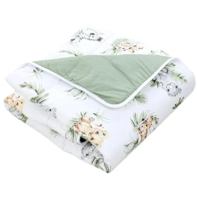 Abbildung von TupTam Baby Spielmatte Kinder Große Spieldecke Gepolstert XXL Krabbeldecke 120 x cm Babyzimmer Schlafteppich, Farbe: Dschungeltiere Weiß/Grün/Beige