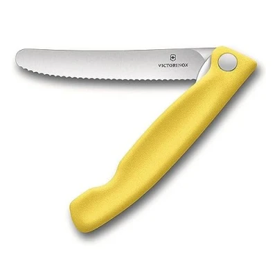 Abbildung von Victorinox Swiss Classic Profi Tomaten und Tafelmesser, Extra Scharfe Klinge, Wellenschliff, 11 cm, Rostfreier Stahl, gelb