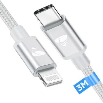Abbildung von Aioneus USB C Lightning kabel 3M, [Certifié MFi] Nylon iPhone Ladekabel USBC auf Charge Rapide Power Delivery für 14/14 Pro/14 Pro Max/13/12/11