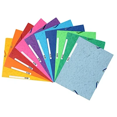 Abbildung von Exacompta 55510E 10er Pack Premium Einschlagmappe. Aus extra starkem Colorspan Karton mit 3 Innenklappen und 2 Gummizügen DIN A4 farbig sortiert Sammelmappe Dokumentenmappe für Büro Schule