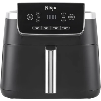 Abbildung von Ninja PRO Air Fryer Heißluftfritteuse, 4,7L Airfryer, Einzelkorb 4 in 1, für 1 2 Portionen, Digital, Kochen aus dem Gefrorenen, Antihaft Schublade &amp; Crisper Korb, Schwarz AF140EU