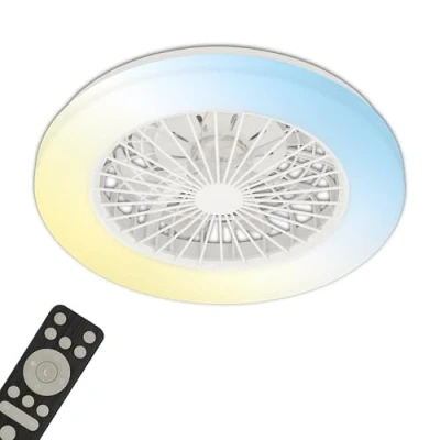 Abbildung von BRILONER CCT Deckenventilator mit Beleuchtung 5 Geschwindigkeiten, Fernbedienung, Dimmbar, Timer, Schlafzimmerlampe, Wohnzimmerlampe, Deckenlampe Ventilator, 48,5x14,5 cm (DxH), Weiß