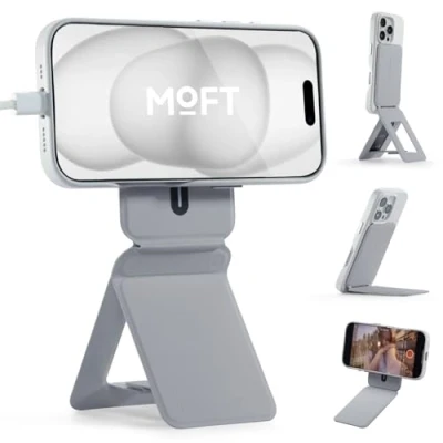 Abbildung von MOFT Stativ für iPhone 16/15/14/13/12 Serie, Snap Unsichtbarer Handy Ständer mit 3 Modi Self Vlogging, Browsen, Makrofotografie, Videoanrufe, Tragbarer Leichter Ständer, Zement