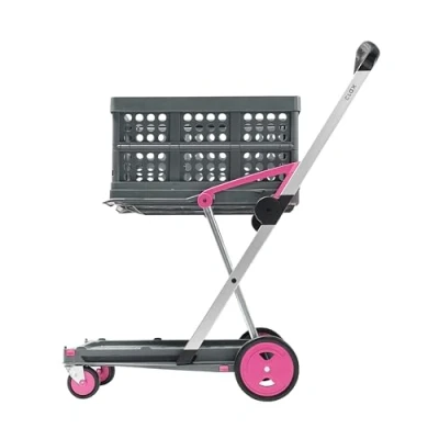 Abbildung von CLAX® Handwagen Transportwagen Plattformwagen Trolley inklusive Faltbox pink