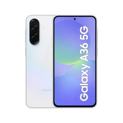 Abbildung von Samsung Galaxy A36 5G AI Smartphone ohne Vertrag, Simlockfreies Handy mit Android, 6 GB RAM, 128 Speicher, 50 MP Kamera, Awesome White, 2,5 Jahre Herstellergarantie [Exklusiv auf Amazon]