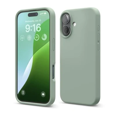 Abbildung von elago Premium Liquid Silikon Hülle Kompatibel mit iPhone 16 Hülle, Ganzkörper Handyhülle, Stoßfest, Schlanke Kratzfester weicher Mikrofaser Innenfutter, 6.1 Zoll (Khakigrün)