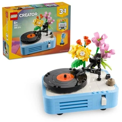 Abbildung von LEGO Creator 3in1 Plattenspieler mit Blumen Spielzeug umbaubar in Radio oder Mikrofon Modell Musik Spielzeuge für Kinder Kreatives Ostergeschenk Mädchen und Jungen ab 8 Jahren 31172