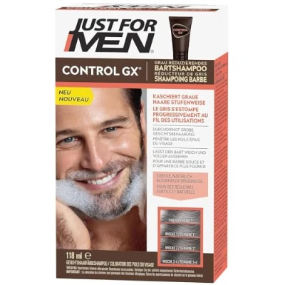 Abbildung von Just For Men Control GX Bartwäsche, Graduelle Haarverdunkelung, Schnurrbart &amp; Bart Farbe, Tönung, Reduziert Mit Jeder Wäsche Weiße Barthaare, Natürliche Ergebnisse Alle Bartfarben, 118 ml