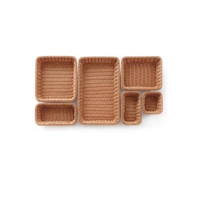 Abbildung von HENDI Brotkorb GN 1/6, 17,6 x 16,2 6,5 cm Gastro Flechtkorb PP Kunststoff eckig, Brötchenkorb geflochten