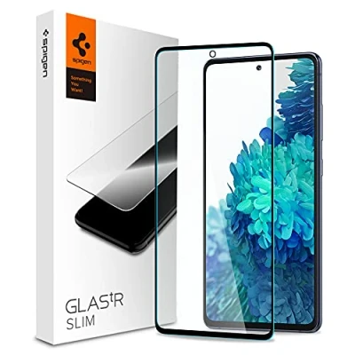 Abbildung von Spigen Schutzfolie kompatibel mit Samsung Galaxy S20 FE, Schwarz Volle Abdeckung, Hüllenfreundlich, Kristallklar, 9H gehärtetes Glas, Antikratz, 0.33mm, Folie
