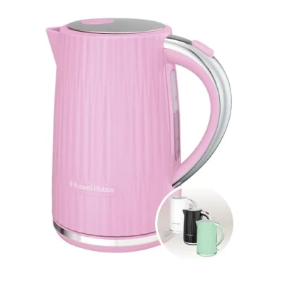 Abbildung von Russell Hobbs Wasserkocher [1,7L 2400W] Eden Himbeere, Edelstahlakzente (herausnehmbarer Kalkfilter,Deckelöffnung per Knopfdruck,Wasserstandsanzeige,leuchtender Schalter, BPA frei) Teekocher 27362 70