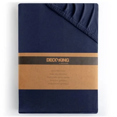 Abbildung von DecoKing Spannbettlaken 200x220 220x240 cm 100% gekämmte Baumwolle Dunkelblau Spannbetttücher Jersey Boxspringbett Amber 200 x 220 240