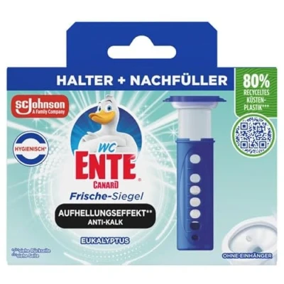 Abbildung von WC Ente Frische Siegel Starter Set (inkl. 1 Nachfüller), mit Bleichkraft Eukalyptus, körbchenloser Reiniger, 36 ml