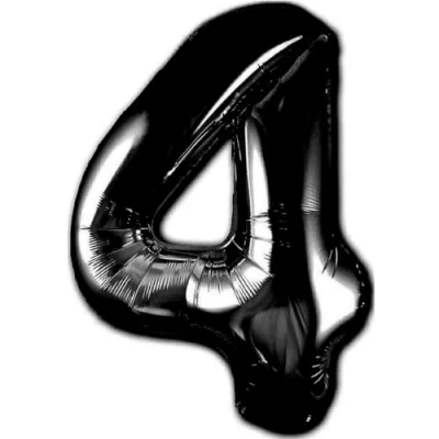 Abbildung von Luftballon 4. Geburtstag Zahl 4 Schwarz XXL Riesen Folienballon 100cm Geburtstagsdeko Ballon Deko zum Geburtstag. Fliegt mit Helium.