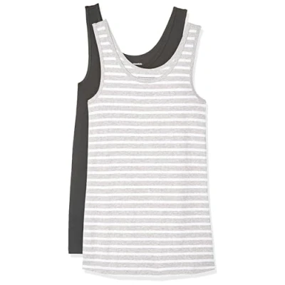 Abbildung von Amazon Essentials Damen Tanktop schlanke Passform, 2er Pack, Dunkelgrau/Grau Meliert Streifen, L