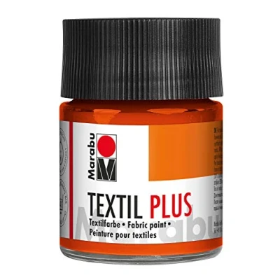 Abbildung von Marabu 17150005023 Textil Plus rotorange 50 ml, volldeckende Stoffmalfarbe für dunkle Stoffe, geeignet Stoffmalerei und Stoffdruck, nach Fixierung waschbeständig bis 40 C