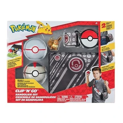Abbildung von Pokémon PKW3157 Bandolier Set Premierball, Timerball &amp; Evoli, offizielles mit Figur