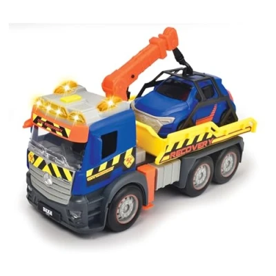 Abbildung von Dickie Toys Action Truck Recovery Abschleppwagen inkl. Auto, mit beweglichem Kran, Sound und Warnlicht, Abschleppauto für Kinder ab 3 Jahren 203745016 Blau/Gelb