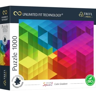 Abbildung von Trefl 10700 1000 Elemente, dickster Karton, Bio, bunter Farbverlauf, Farben, Regenbogenpuzzle, Unterhaltung für Erwachsene und Kinder ab 12 Jahren, Puzzle Color Splash: Cubic Gradient